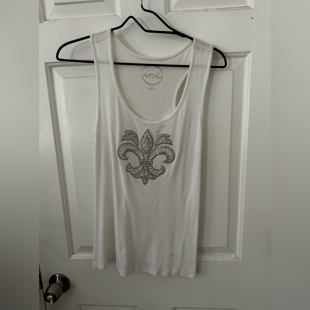 White tank with Crystal accent